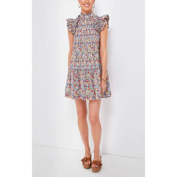 SEA NEW YORK Tuckernuck Multi Hanna Park Liberty Flutter Sleeve Cotton Dress XS - Picture 3 of 16